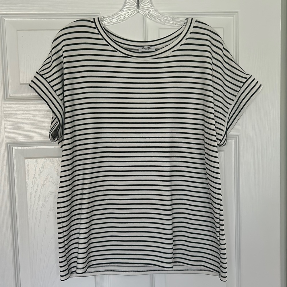 Amalli Talli Medium black and white striped shirt.